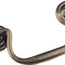 10-Pack 3.5" Hole Centers Dark Antique Brass Hanging Ring Puller Drawer Pull Handle Cabinet Knob Gooseneck Puller Wardrobe Handle for Dresser Screw Pitch89mm (Antique Brass,10)