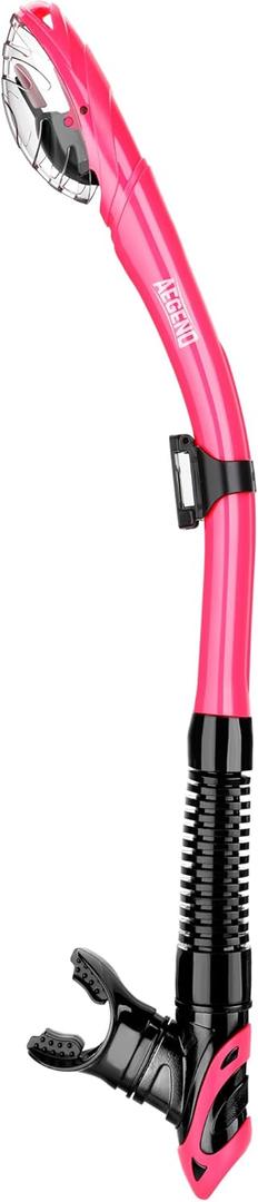 Aegend Diving Dry Snorkel for Adult & Youth - Snorkeling Gear with Top Dry Valve, Perfect for Snorkeling, Freediving, Swimming and Scuba Diving (Rose Red)