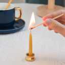 20 Minute Pure Beeswax Candles, Dripless Meditation Candles, Mini Taper Candles, Set of 20 with Brass Candle Holders.