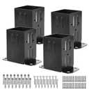 Eapele 4x4 Wood Fence Post Anchor Base, 13GA Thick Steel and Black Powder Coated, Come with Wood Screws and Concrete Anchors(Set of 4)