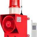 0.31mile Wireless Remote Control Siren Adjustable Volume Tone Waterproof 130dB Horn Security Alarm Systerm with LED Strobe Light AC110-120V
