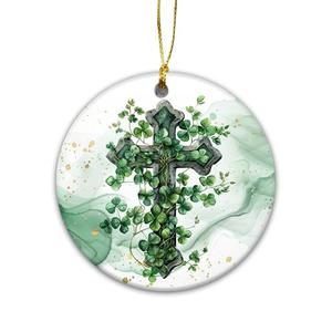 Saint Patrick's Day Ornament | Irish Celtic Cross Christmas Ornament, Irish Blessing Christmas, Celtic Cross Watercolor