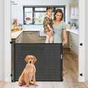 Retractable Dog Gates for Doorways 33” Tall X 55” Wide Mesh Baby Gate for Dogs Retractable Outdoor Baby Gate for Stairs Child Proof Gates Indoor for Toddlers Durable Soft Anti-Scratch Mesh, Black