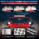 22Inch LED Light Bar and 2PCS 4In LED Pod Lights Spot Flood Combo Beam Triple Row Off Road Driving Work Lights Bar with Rocker Switch Harness Kit for Trucks Pickup Hum-mer SUV UTV