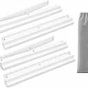 19.68" Scalloped Wooden Mahjong Racks with Magnetic Pushers, Set of 4, White Pine Wood with Non-Slip Base, Includes Grey Velvet Storage Bag, Fits Standard & Jumbo Tiles (Tiles Not Included)
