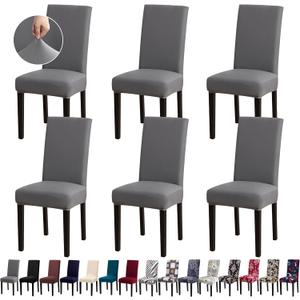 Chair Covers, Stretch Kitchen Dining Room Chair Covers Set of 6, Removable Washable Dining Chair Slipcovers for Home, Hotel, Banquet (Grey)