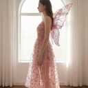 Fairy Wings for Women with Lace Gloves, Butterfly Cosplay Wings,Iridescent Costume Wings for Party Photography Adult Dress Up