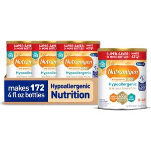 Enfamil Nutramigen Hypoallergenic Baby Formula with Iron, Lactose Free, Colic Relief from Cow's Milk Allergy Starts in 24 Hours, Brain Building DHA, Probiotic LGG for Immune Support, 27.8 Oz, 4 Count, BB Date 1 Nov. 2026