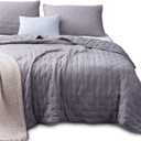 KASENTEX Ultra Soft Quilt-Coverlet-Bedspread-Blanket-Set All Season Machine Washable Quilts, Microfiber Lightweight Design - Solid Color Bedding Sets (Queen Size + 2 Pillow Case Shams, Grey)
