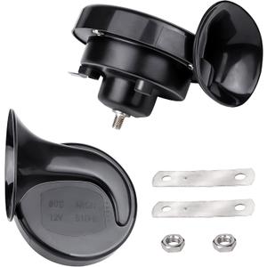 110dB Dual-Tone Electric Horn Kit - Super Loud Waterproof, Universal 12V Train Horn for Vehicle, SUV, Truck, Motorcycle (Easy Installation) (Black)