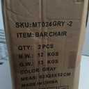 Counter Height Bar Stools, Modern Velvet Barstools Set of 2 with Black Legs and Fabric Seat and Back for Kitchen Island, Grey.