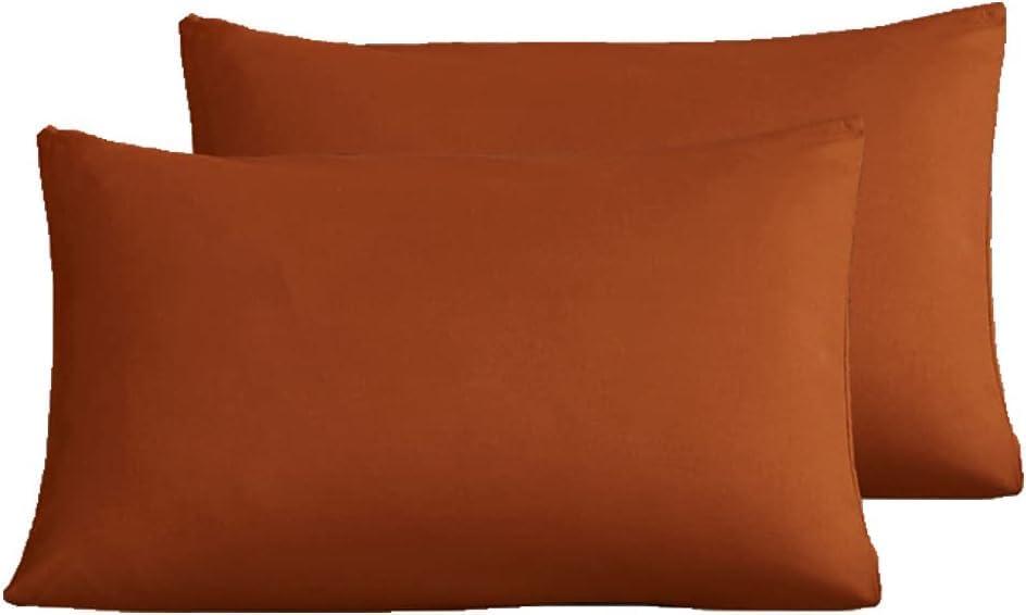 KAREVER Rust Pillowcases Envelope Closure Burnt Orange Pillow Covers Pack of 2 Solid Rust Bed Pillowcases Queen Pillowshams 20"X30"