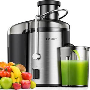 Loilat 
Juicer Machine, 500W Juicer with 3” Wide Mouth for Whole Fruits and Veg, Centrifugal Juice Extractor with 3-Speed Setting, Easy to Clean, Stainless Steel, BPA Free (Black)