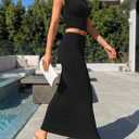 Trendy Queen Skirt Sets Women 2 Piece Going Out Dressy Outfits 2026 Summer Sexy Maxi Bodycon Dress Off The Shoulder Crop Tops (Black, S)