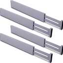 Utoplike Bamboo Drawer Dividers Large, Gray Kitchen Drawer Organizers Adjustable, Spring Loaded, Works in Dresser, Bathroom, Bedroom, Desk, 4 pcs, 2.4" H