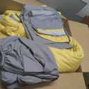 Anibedding Yellow Comforter Set Queen Size,8 Pieces Bed in a Bag Patchwork Striped Bedding Sets,Boho Soft Microfiber Bedding Set for All Season(90"90")