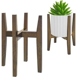 Plant Stand Indoor, Bamboo Plant Shelf, Adjustable Corner Plants Flower Holders Single Floor Plant Stand, Fits 8 to 12 Inches Pots,(Pot & Plant Not Included)(walnut)