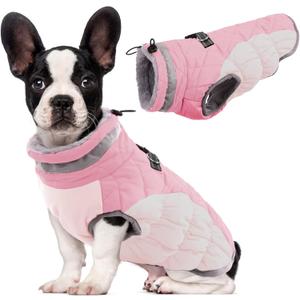 Lelepet Dog Coat Warm Dog Winter Coat Waterproof Dogs Jacket with Harness Built in Reflective Pet Fleece Vest Zip-Up Cold Weather Coats for Medium Dogs Turtleneck & Windproof Coats Dachshund Pink, Medium