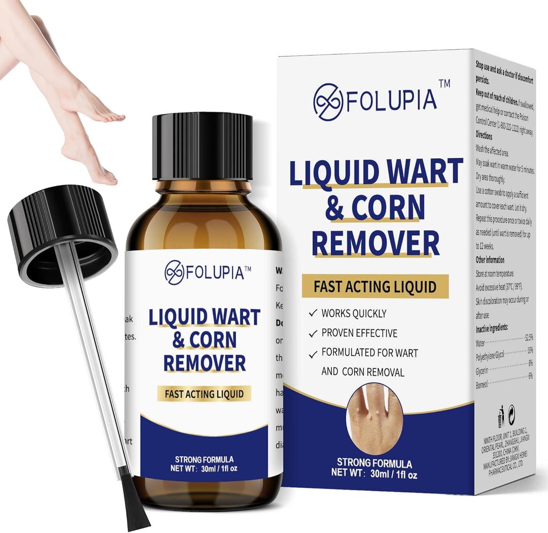 Maximum Strength Wart Removal Liquid  Fast Acting Freeze Off Solution for Common, Flat & Plantar Warts, Corns & Calluses  Skin Tag Remover and Compound W Formula with Acido Salicilico