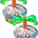 Sloosh 2-Pack Inflatable Palm Tree Cooler - 28" Inflatable Drink Cooler Luau Hawaiian Party Decoration for Tropical Theme Party Decor, Blow Up Birthday Seasonal Beach Pool Party Supplies Accessories