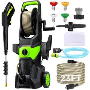 Electric Pressure Washer, 2.4 GPM High Power Washer with 4 Nozzles Set & Foam Cannon, Power Washer for Driveways, Cars, Fences, Decks, Patios, and Outdoor Cleaning