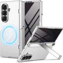 for Samsung Galaxy Z Fold 7 Case with Privacy Screen Protector, [Compatible with Magsafe] [Hidden Kickstand][Hinge Protection] Full Body Hard Shockproof Slim Phone Cover for Z Fold 7 - Silver