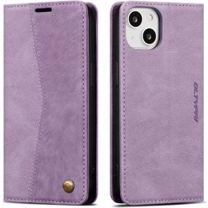 QLTYPRI Wallet Case for iPhone 13 [6.1 Inch], Vintage Folio PU Leather Case with Card Slots Magnetic Closure Kickstand Flip Shockproof Phone Cover for iPhone 13 - Purple