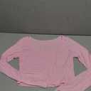 Lightweight Square Neck Crop Tops Long Sleeve Slim Fit Basic Shirts for Women (Pink, L)