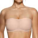 Vertvie Women's Wireless Strapless Bras Push Up Padded Bandeau Bra Non-Slip Seamless Tube Top Comfort Bralettes (Skin Color,Large)