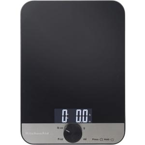 KitchenAid KQ908 Glass Surface 11 Pound Capacity Digital Kitchen and Food Scale, Scale for Food Ounces and Grams, Dry and Liquid Ingredients, Black (Black w/ Silver)