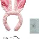 2 x 3PC Women Men Pink Ear Headband Rabbit Bunny Cosplay Props Glasses For Easter Christmas