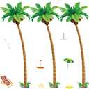Eaasty 3 Count Jointed Palm Tree Decorations Cardstock Paper Cut Outs Palm Trees for Luau Beach Theme Tropical Hawaiian Party Decor, 5 Feet