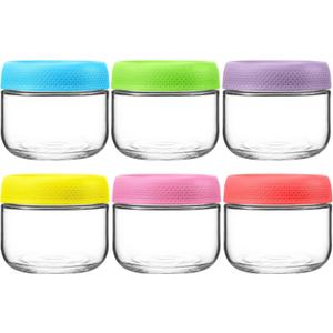 6 Pack Glass Mason Jars with Lids, 10oz Airtight Overnight Oats Containers, Glass Storage Jars for Breakfast, Lunch, and Leftovers – BPA-Free, Leakproof, Ideal for Meal Prep and Pickling