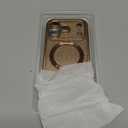 360 Spin CD Stand for iPhone 17 Pro Case Compatible with Magsafe Ring [Never Yellow][DIY Glitter Cardstock] Camera Protection Plating Clear Cute Phone Case for Women Girls 6.3'', Desert Titanium