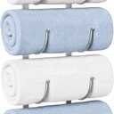 Bathroom Rolled Towel Rack: 4-Tier Wall Mounted Towel Storage Holder, Hanging Organizer for Towels, Blankets, Large Bath Sheets, Space Saving in RV, Closet, Toilet, Cabinet, Silver