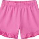 Witwot Girls Bike Shorts Cotton Underdress Dance Cartwheel Ruffle Short for Girl Size 5-14Y (7-8 Years, Rose Red)
