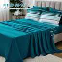 Dobuyly Teal Comforter Full Size Set 7 Pieces, Blue Boho Striped Bed in a Bag Full Size Soft Microfiber All Season Bedding Set with Comforter, Sheets, Pillowcases & Shams