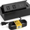 UL Listed Recessed Power Strip, Pop Up Power Cover Box Desktop Socket with PD 20W USB C Charging Ports, Stainless Steel Receptacle Outlet for Conference Room Countertop (Black-USB C)