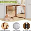 LZRS Clear Dog Gate for Indoor Use - Transparent Pet Fence with Solid Hardwood and Plastic Board, Stylish & Durable freestanding Pet Gate for Doorways, Stairs and Hallways-2 Panel Cherry