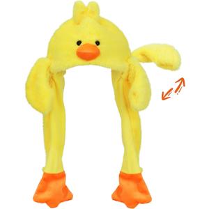 Bubblepompom Animal Hat with Ears Moving Jumping Pop Up Beating Hat Plush Holiday Cosplay Dress Up Funny Gift for Kids