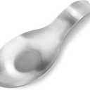 Stainless Steel Spoon Rest, Spatula Ladle Holder, Stainless Steel Utensil Spoon Rest Holder, Brushed Finish, Dishwasher Safe 9.8 x 3.7 Inch (Silver 1PC)