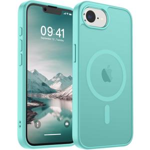 SUPFINE Magnetic for iPhone 16e Case 2025 (Compatible with MagSafe)(Military Grade Drop Protection) Slim Translucent Matte Shockproof with Anti-Fingerprint Phone Case,Blue Green