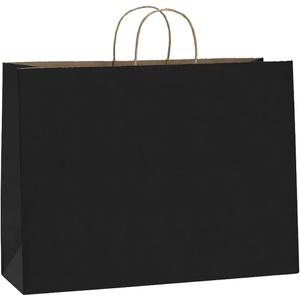 BagDream 100Pcs 16x6x12 Inches Kraft Paper Bags with Handles Bulk, Large Shopping Bags for Gifts, Grocery, Merchandise, Party Favor, Take-out, Recycled Black Black Paper Sacks
