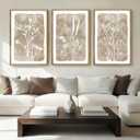 ANHUIB Beige Neutral Floral Canvas Wall Art 16x24 Inch Framed Brown Botanital Wall Decor Large Rustic Farmhouse Wildflower Artwork Boho Vintage Plant Art Prints Set of 3 for Living Room Bedroom Office