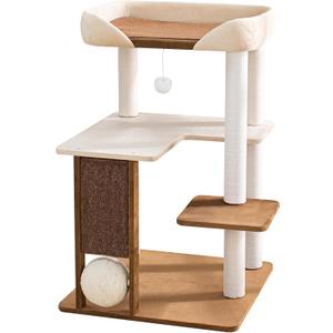 37.5" Cat Tree for Large & Senior Cats with Low Step & Sisal Board