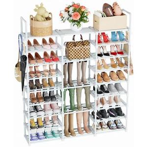 Mavivegue 9 Tiers Shoe Rack Tall Shoe Organizer Shoe Storage 50-55 Pairs Vertical Shoe Shelf Large Shoe Rack Organizer Stackable Shoe Racks for Entryway, Closet, Garage, Bedroom,Cloakroom - White