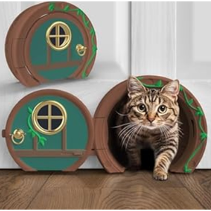 Gnome Door Cat Door for Interior Doors - Stylish & Functional with No Flap, Lockable, and Easy Installation, Spacious Large Kitty Door for Cats Up to 20 lbs, Private and Comfortable Pet Door (Green)