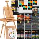 VISWIN Professional All-in-One Art Painting Kit with Beech Wood French Easel, 96 Acrylic, Watercolor & Oil Paint Set, Canvases, Painting Set with Supplies for Adults, Artists, Beginners