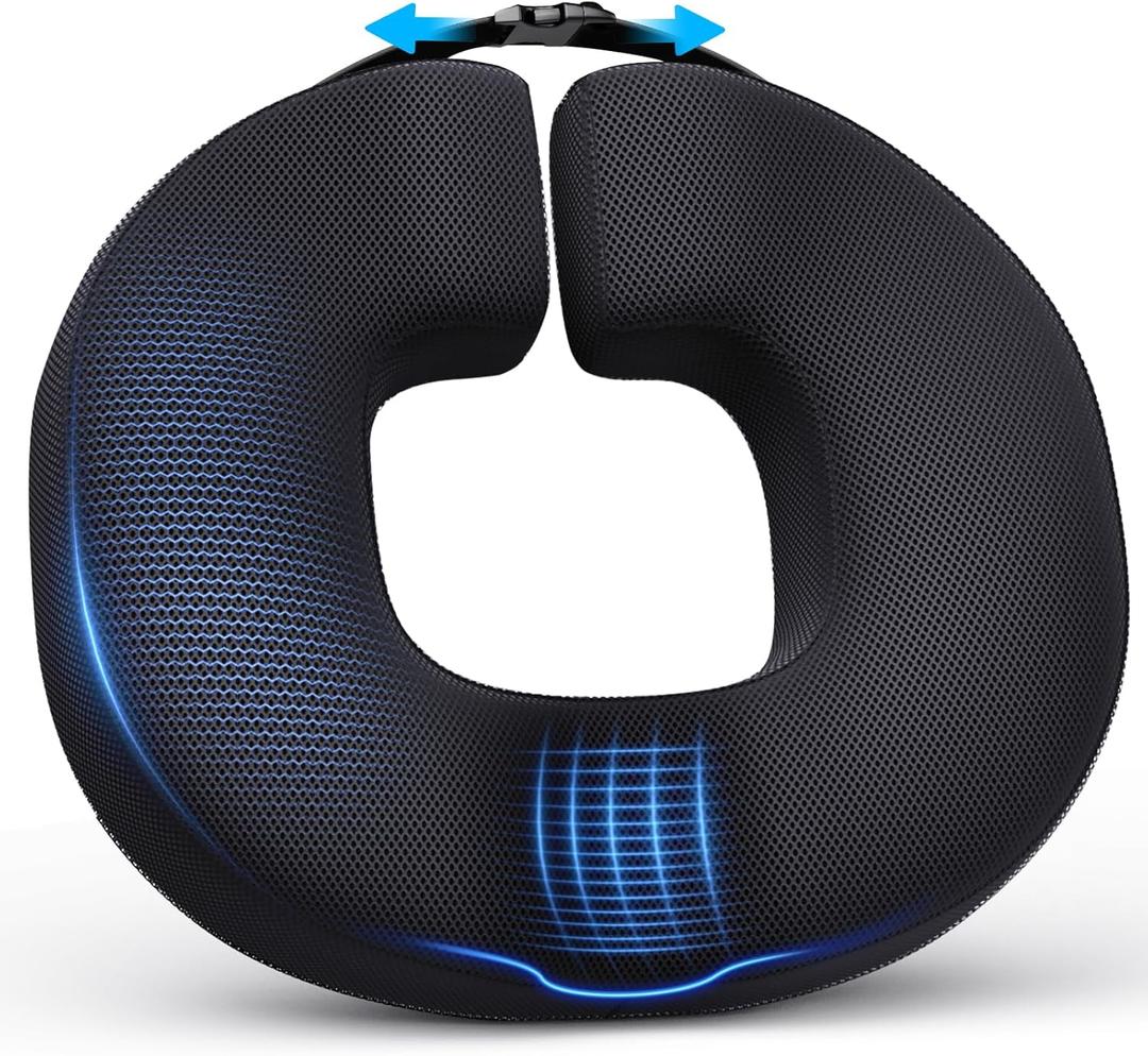 Benazcap Donut Pillow Seat Cushion for Sciatica & Tailbone Pain Relief, Memory Foam Hemorrhoid Pillow by Ergonomic for Coccyx, Sciatica, Pregnancy, Postpartum- Black