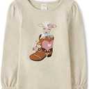 Gymboree Baby Girls' and Toddler Fall and Holiday Embroidered Graphic Long Sleeve T-Shirts 12-18 M/M